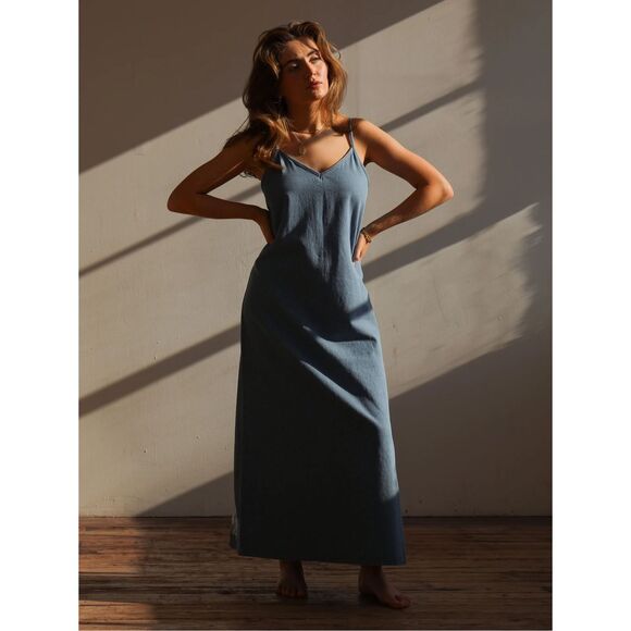 NWT The Simple Folk Women’s Denim Cami Tank Maxi Dress - Picture 2 of 6